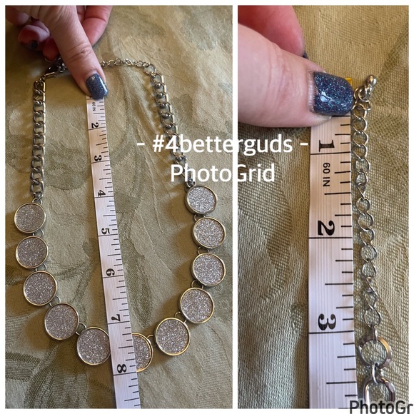 Bundle Set New York & Company Silver Sparkly Shimmery Necklace & Earring O/S - Picture 8 of 12